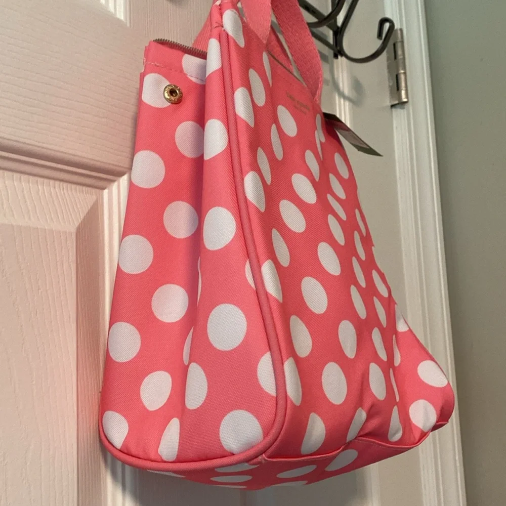 BNWT KATE SPADE Pink Polka Dot Insulated Lunch Tote Bag
